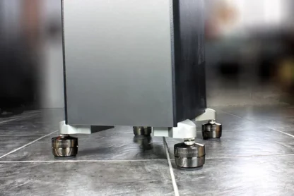 Optimal results are achieved by installing the GAIA isolators with the logo facing the listening position, or rotated 180 degrees, to align the isolators with the speaker’s motive forces. Lift and place the speakers into position as the GAIA lower isolators will adhere to the supporting surface. The GAIA’s are threaded into the base of the speaker or subwoofer to replace the existing spikes or feet. Threading the GAIA’s into the base of the speaker creates a strong connection with the speaker. With the top of the GAIA housing connected with the speaker and the bottom of the GAIA connected to the supporting surface, all of the energy is then managed by the GAIA’s internal isolator. The GAIA II includes thread adaptors for sizes M6-1.0, M8-1.25 and ¼”-20. Alternative thread size adaptors are available upon request through IsoAcoustics distributors.